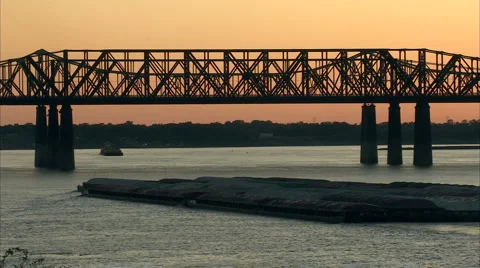 Barge on MS River Stock-Footage 992032