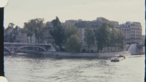 Barge Navigating The Seine River In Paris Stock Footage 319979546
