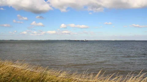 Barge near the harbor Stock Footage 61874616