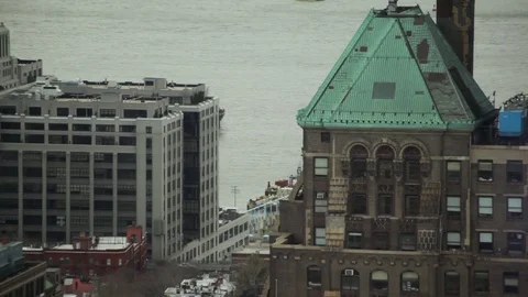 Barge Passing Buildings In NYC Stock-Footage 74294657