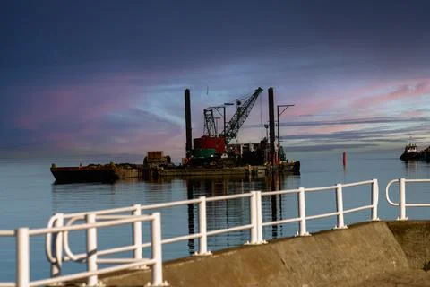 Barge on the Pier Foto stock