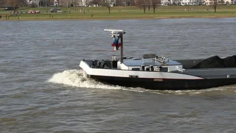The barge on the Rhine Stock Footage 10700352