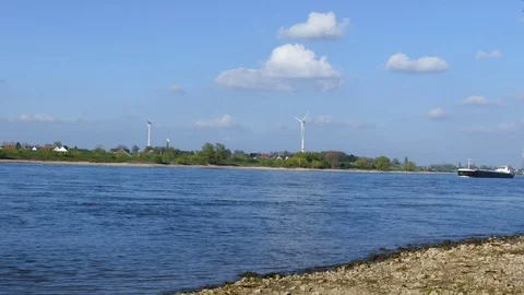 Barge on the Rhine Stock Footage 89050823