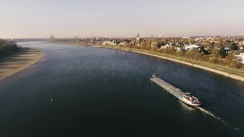 A barge on the Rhine river Stock Footage 100560394