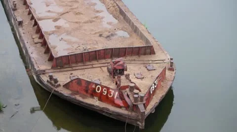 Barge on the river Stock Footage 10310337