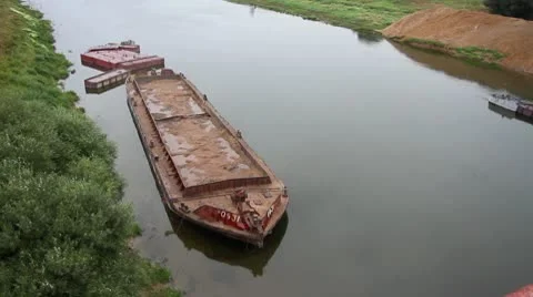 A barge on the river Video stock 10312267