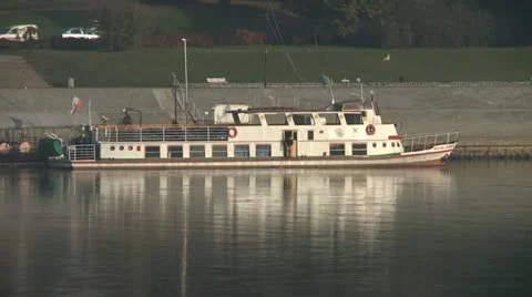 Barge on the river Stock Footage 21699316