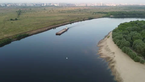 Barge on the river Stock Footage 164678325