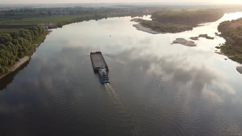 Barge on the river Stock Footage 164706848