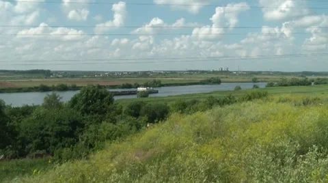 Barge On The River Time Lapse Stock Footage 7365584