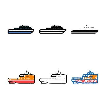 Barge ship set color icon vector Illustrazione stock