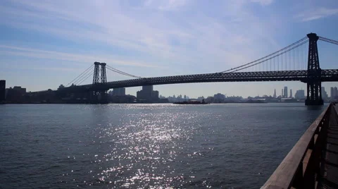 Barge under bridge 2 Stock Footage 56225899