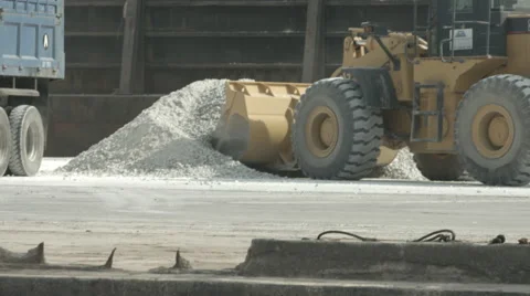 Barge Unloading By Cranes For Bulk Materials Stock Footage 65318595