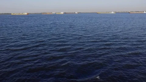 Barges float one after another Video stock 96064697