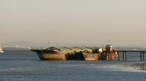 Barges moored in old pier Video stock 284758