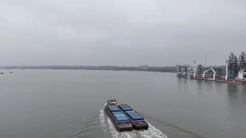 Barges on River Thames Tilbury port Stock Footage 291887164