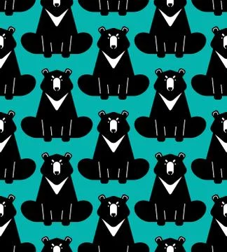 Baribal pattern seamless. American Bear background. Wild predator of USA. Vec Stock Illustration