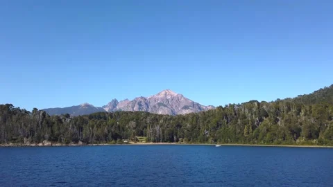 Bariloche mountain view from boat Stock Footage 149998645