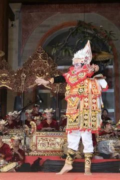 Baris Dancer Performing at Karya Agung Panyegjeg Bhumi Festival Ubud Bali Stock Photos