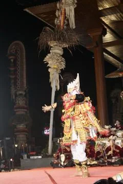 Baris Dancer Performing at Karya Agung Panyegjeg Bhumi Festival Ubud Bali Stock Photos