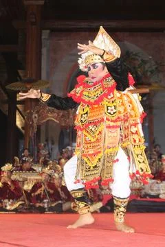 Baris Dancer Performing at Karya Agung Panyegjeg Bhumi Festival Ubud Bali Stock Photos
