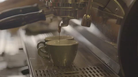 Barista Brewing Coffee with Espresso Machine in Sydney Cafe, Close-Up Stock Footage 345693280