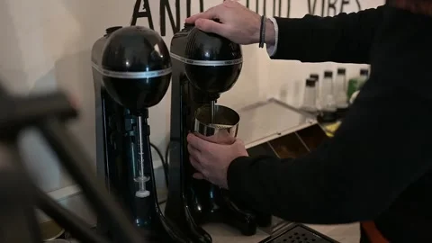 The barista is brewing coffee Video stock 328746730