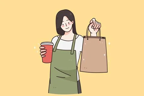 Barista during work in cafeteria concept イラスト素材