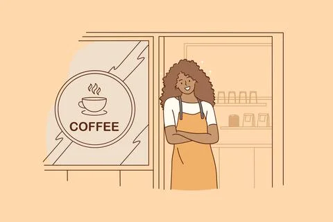 Barista during work concept 库存插图