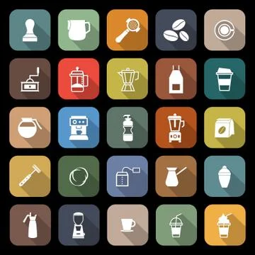 Barista flat icon with long shadow Stock Illustration