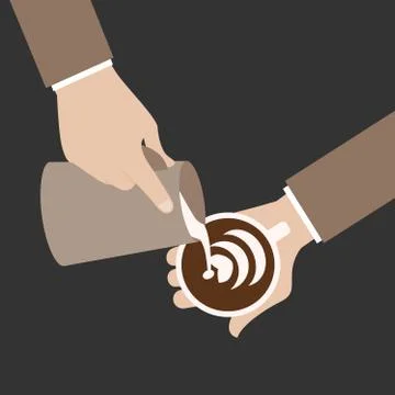 Barista hand with cup Stock Illustration