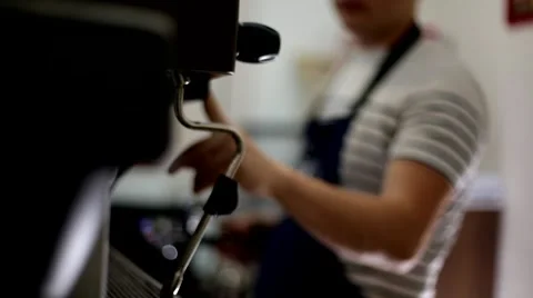 Barista makes coffee, coffee machine Stock-Footage 66453966
