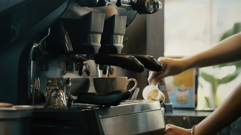 Barista makes coffee Stock Footage 125413485
