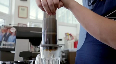 Barista makes coffee using the filter Stock-Footage 66453845