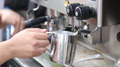 Barista makes coffees in coffee bar Stock Footage 67880282