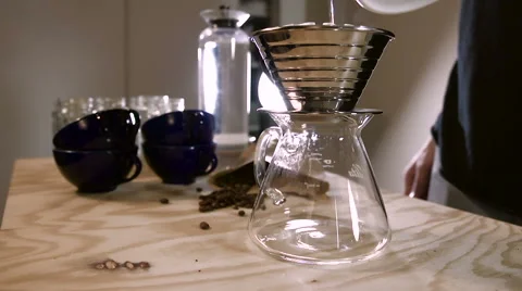 Barista makes hand brew coffee compilation Stock Footage 56213643