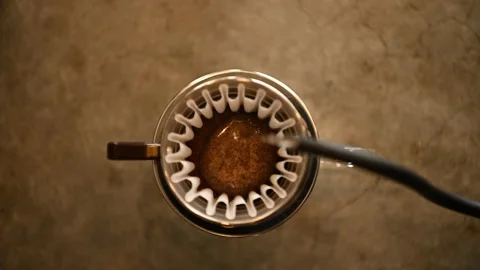 The barista makes hot drip coffee and is ready to serve in the morning. Stock Footage 254708290