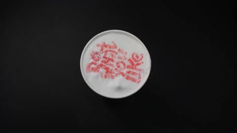 Barista makes words Do What you Like on coffee with stencil Video stock 144063667