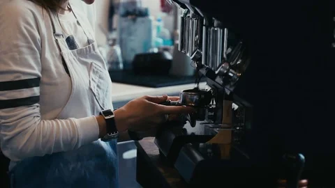 Barista making coffee in a cafe Video stock 73175791