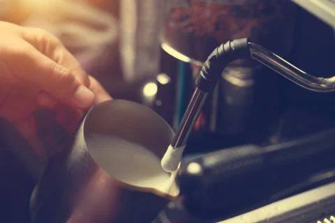 Barista making coffee Stock Photos