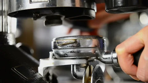 Barista making double espresso . Stock Footage 125170767