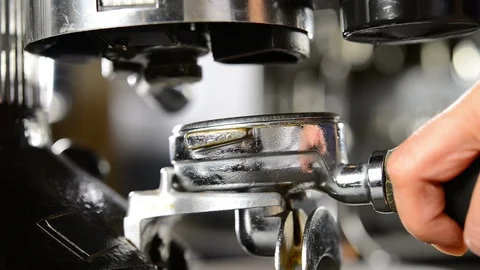 Barista making double espresso . Stock Footage 125170790