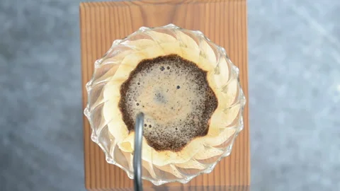 Barista making drip coffee. Top view. Stock Footage 141203362