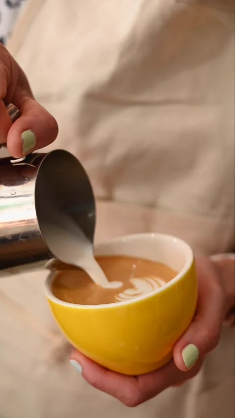 A Barista Making Latte Art Stock Footage 297563290