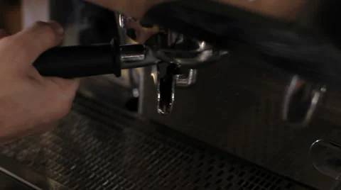 Barista prepares two cups of espresso. Close up Stock-Footage 63990891
