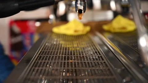 Barista Preparing Coffee  And Brewing Espresso At Bistro Stock Footage 162861390
