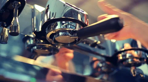 Barista preparing coffee on coffee machine Stock Footage 52082410