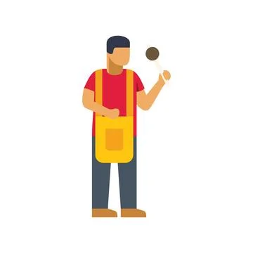 Barista preparing coffee with coffee tamper, minimalist vector illustration Stock Illustration