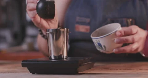 Barista Preparing Coffee Machine And Brewing Espresso Coffee At Cafe Stock Footage 237697837