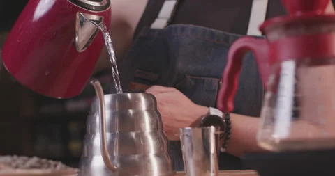 Barista Preparing Coffee Machine And Brewing Espresso Coffee At Cafe Stock Footage 237697968